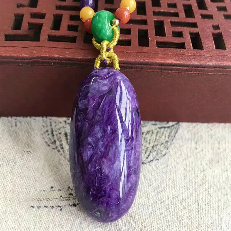 

Fine Purple Dragon Natural Crysta Pendant Water Drop Pendant Necklace Purple Crystal Chain Lucky for Women Gift Fashion Jewelry