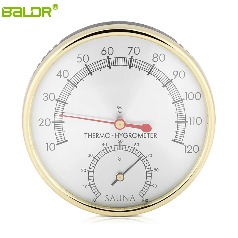 

BALDR Metal Dial Sauna Room Thermometer Hygrometer Indoor Hygro-thermometer Accessory 10 to 120 Celsius