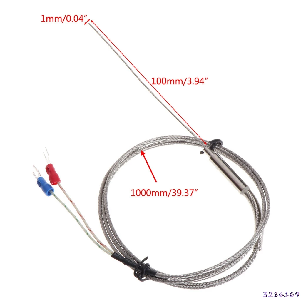 K Type Thermocouple Probe 1mm x 100mm 2 wires Temperature Sensors 2