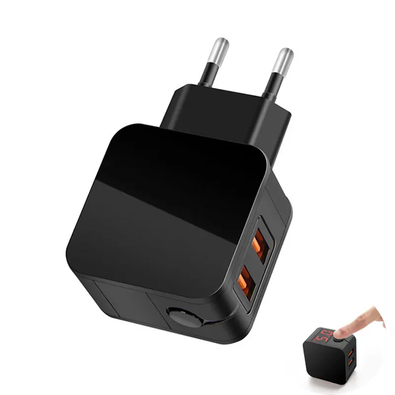 

Smart Dual USB Fast Charging Digital Display Phone Charger for iPhone X 8 Plus Samsung S8 S9+ Travel Wall Charge Fold US Adapter