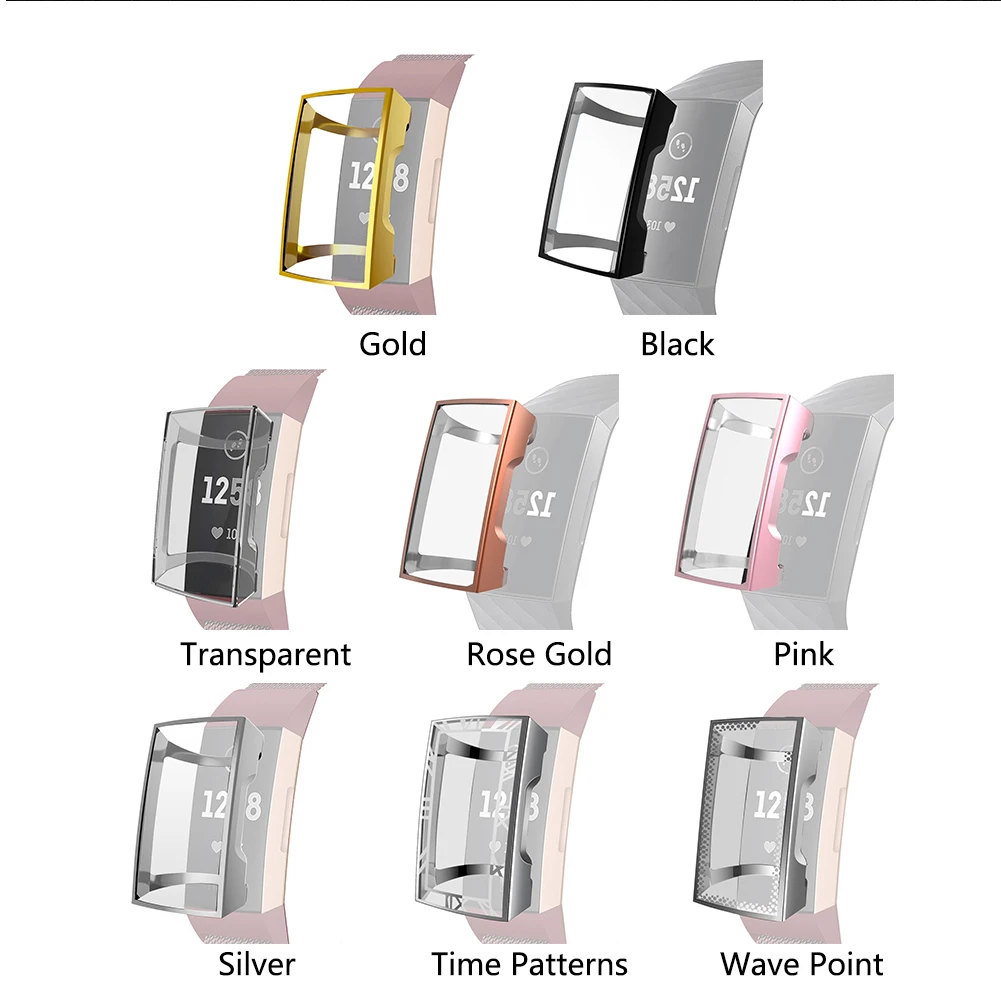 

Protective Cover Anti Scratch Smart Watch With Buckle Rugged Frame Shell Soft TPU Case Fully Enclosed For Fitbit Charge 3