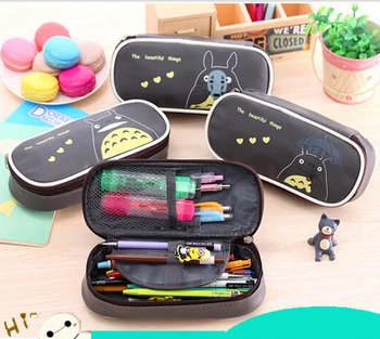

Stationery box lovely creative Totoro large capacity stationery box Pu pen pencil pencil box cortex