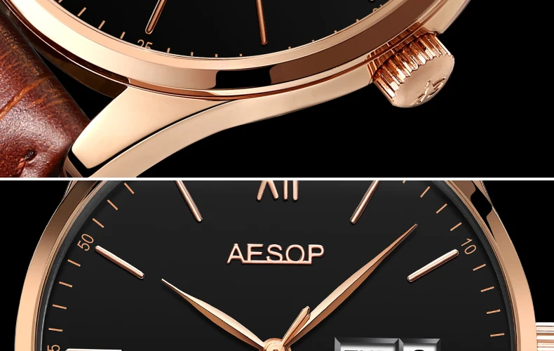 AESOP оригинальные брендовые простые ультратонкие механические часы для мужчин автоматические ветрозащитные водонепроницаемые мужские часы в деловом стиле Relogio Masculin
