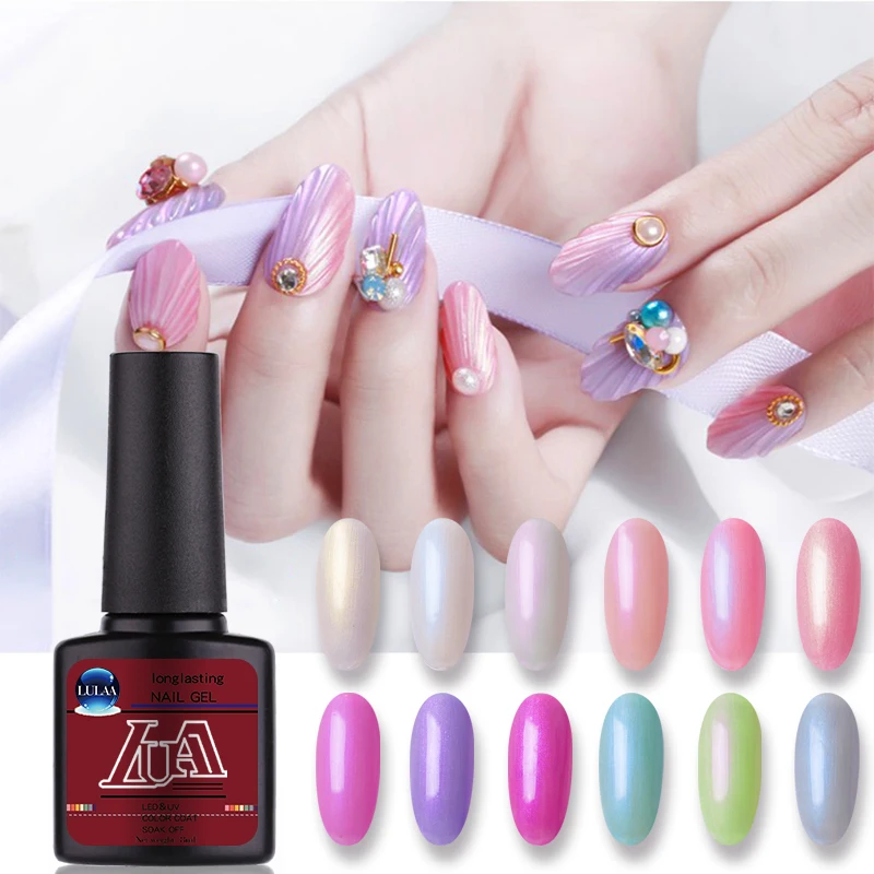 

LULAA Shell Shiny Cat Eyes Nail Gel Colorful Pearl 3D Magnetic Glitter UV Gel Soak Off Gel Lacquer Nail Polish Nail Art