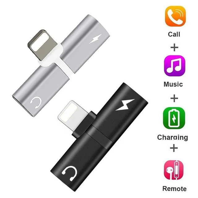 

2 in 1 Audio Charging Adapter Connector for iPhone X 7 8 Charger Adapter Converter Support Calling For Earphone AUX Cable New