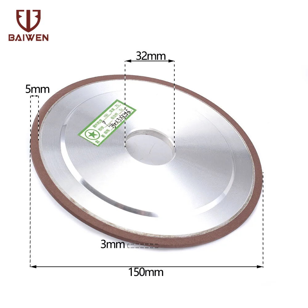 

150mm Diamond Grinding Wheel For Cutting Carbide Hard Steel Abrasive Rotray Tool Thickness 150*32*5*3 Sharpener Grinder