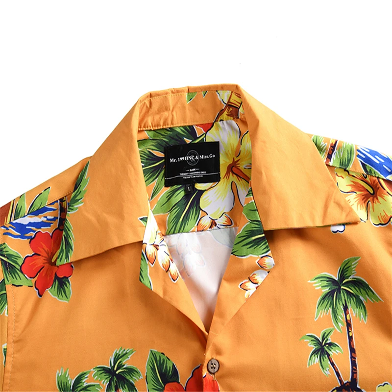 Мужская гавайская рубашка, мужская повседневная рубашка, мужские пляжные рубашки с цветочным принтом, свободные пляжные рубашки с коротким рукавом