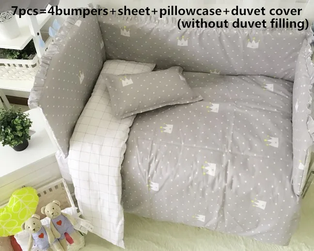 

Promotion! 6/7PCS Baby Cot Bedding Sets Boy And Girl Crib Sheet Baby Crib Bedclothes Set Cot Set ,duvet cover ,120*60/120*70cm