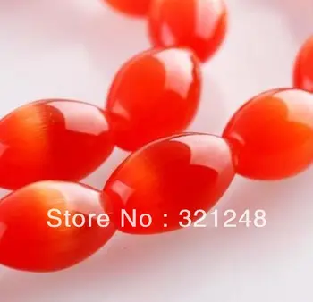 

Free shipping 8x12mm red Mexican opal rice barrel cat eye spacers accessories loose beads for jewelry making 15inch GE5353