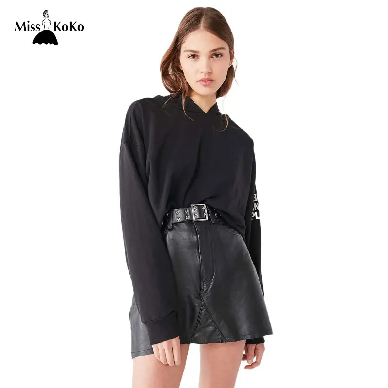 Misskoko 2018 Women Black Letters Printed Casual