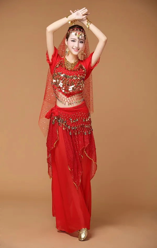 4 шт. Bellydance костюм Болливуд индийский костюм платье для сцены беллиданс платье женщина Костюмы для танца живота костюм Наборы для ухода за