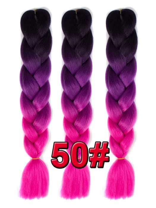 Feibin синтетические крючком Джамбо плетение волос Омбре косы Наращивание волос 24 дюйма 100 г - Цвет: T1B/серый