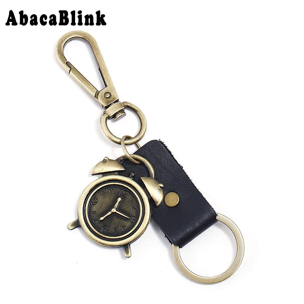 4.5*3.5CM Alarm Clock Keychain Pendant Men Purse Jewelry Vintage