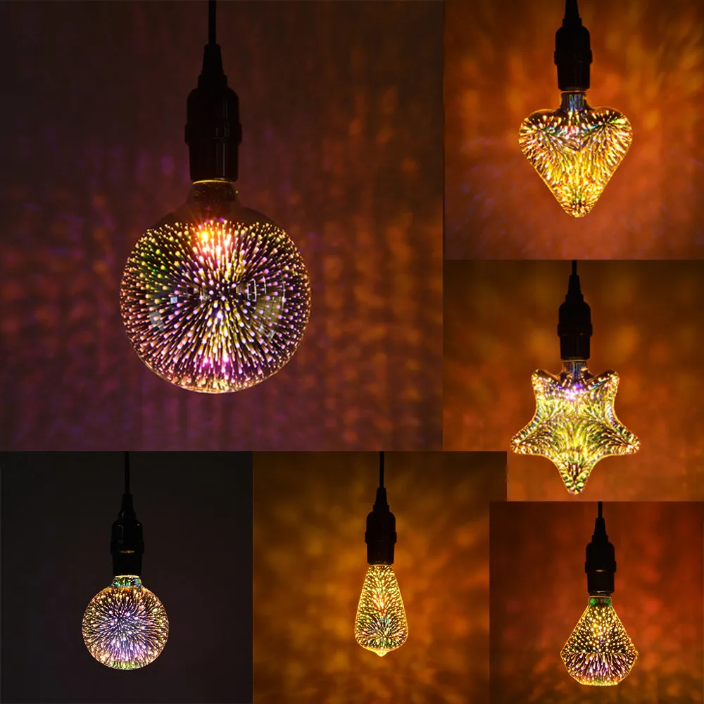 

3D Led Lamp Ster Creative Decor Light Bulb Firework Lamp Scene Design Light