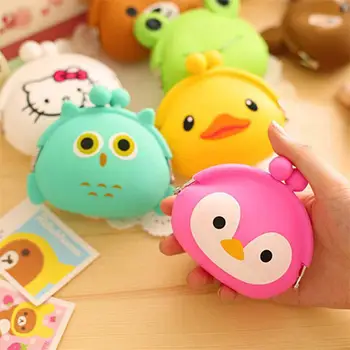 

2017 New Fashion Lovely Kawaii Candy Color Cartoon Animal Women Girls Wallet Multicolor Jelly Silicone Coin Bag Purse Kid Gift