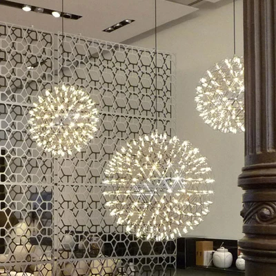 

D30/D45/D50/D60/D65CM Dimmable Raimond Firework lamp warm white hand made LED Pendant Lights Stainless Steel Ball 100-24