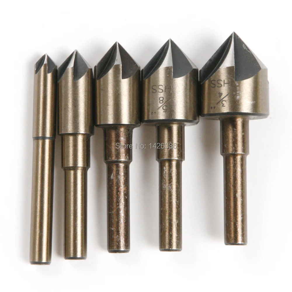 Buy 82 degree 5 blade Chamfering tool Countersink Drill BIT Tool SET
