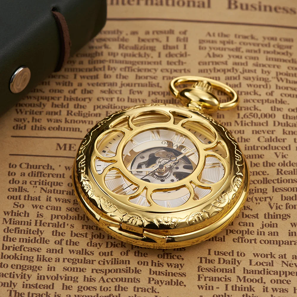 New Mechanical Watch 2018 Men Automatic hand Winding Pocket Watch Silver Simple Open Face Chain Pendant 4