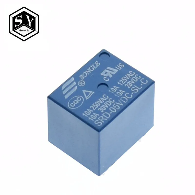 

1PCS Great IT 5V DC SONGLE Power Relay SRD-05VDC-SL-C PCB Type
