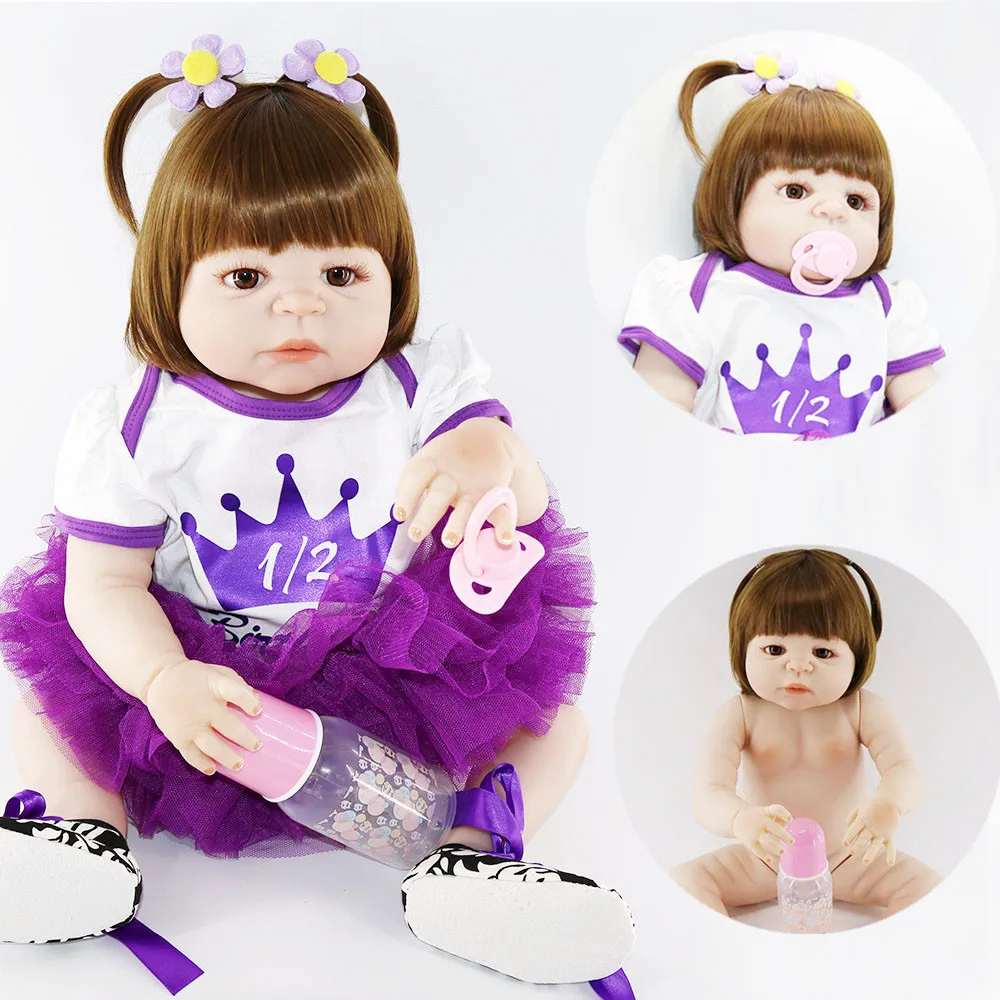 

23"new arrival Full Silicone Body Reborn fashion doll Like Real 57cm Newborn Girl Princess Babies Doll Bathe Toy Kid Gift