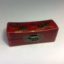 Китайский стиль красный черный рисунок Дракон и Феникс деревянная коробка для ювелирных украшений NR