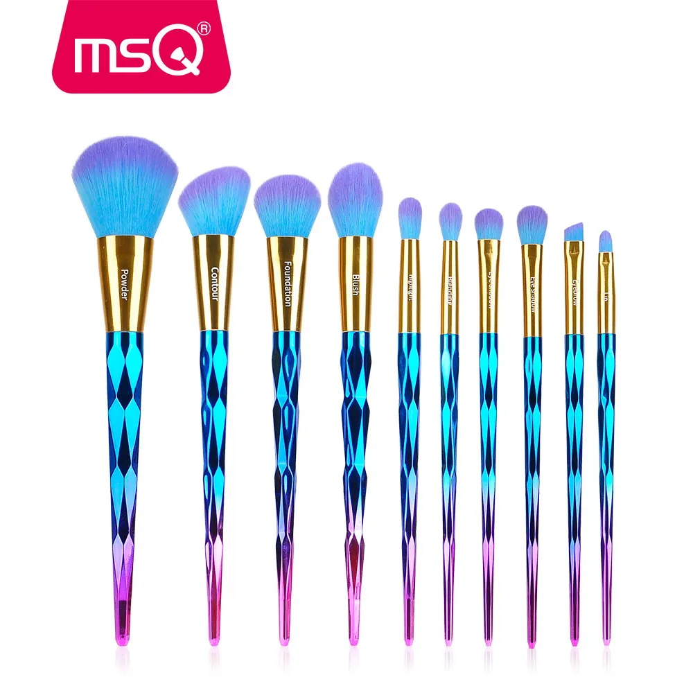 MSQ Makeup Brushes Set 10pcs Diamond Handle Tools Powder Foundation Make Up Brush Kit Duo Color Synthetic Hair Cosmetic Tool MSQ Makeup Brushes Set 10pcs Diamond Handle Tools Powder Foundation Make Up Brush Kit Duo Color Synthetic Hair Cosmetic Tool