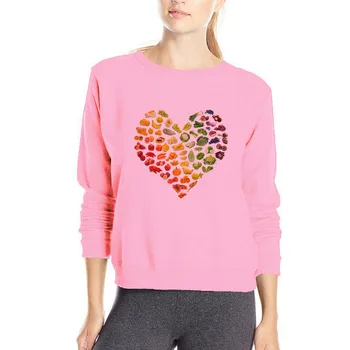 

Pink hoody Original New Rainbow Vegetables Cotton Sweatshirts Oversized Heart Shape Streetwear Women Fashion Printed Hoodies