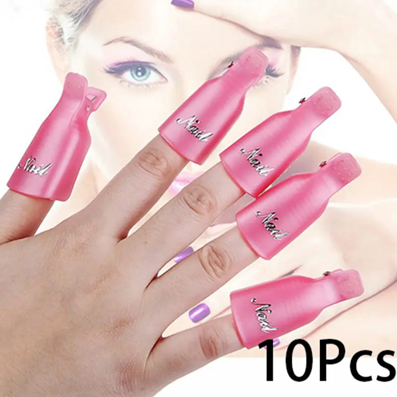 NAILWIND 10 шт. дизайн ногтей пластиковое средство для снятия гель-лака замочить колпачок зажим УФ Гель-лак обертывание инструмент жидкость для снятия лака - Цвет: Pink