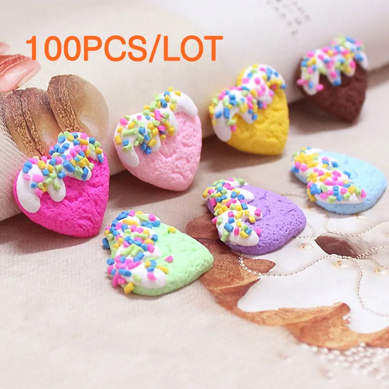 

Tanduzi Wholesale 100pcs Clay Heart Flatback Cabochon Sprinkles Hearts Polymer Clay Crafts Scrapbooking Accessories DIY