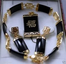 

fine Lovely Wonderful black gem bracelet earring pendant/necklace Set gem women's jewelry mujer moda