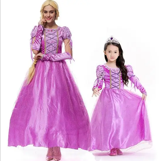 

princess Rapunzel Halloween sexy M-XL Women Adult Child party Costume Cosplay fancy dress+gloves carnival Dress