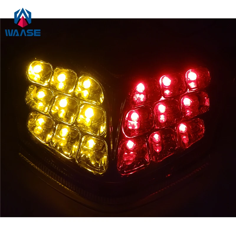 Дешево Waase для Kawasaki Z750 2007 2012 Z1000 2007 2008 2009 хромированный задний светильник стоп сигнал поворота Встроенный светодиодный светильник