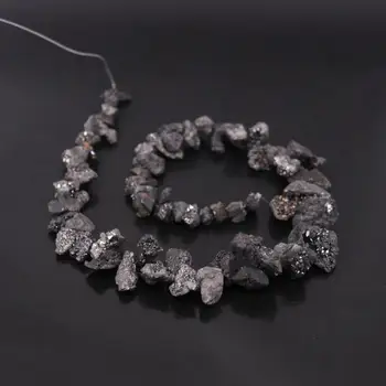 

15.5"Strand Gun Black Titanium Raw Crystal Druzy Drusy Agates Quartz Geode Rough Nugget Chips Beads For Pendants Jewelry Making