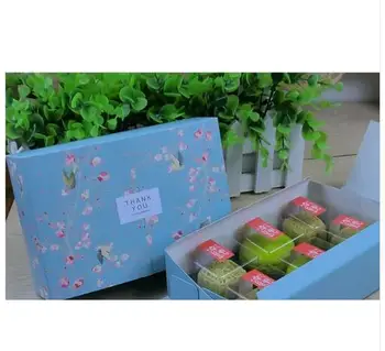 

Free shipping big blue flower birds decoration bakery package dessert candy cookie cake packing box gift boxes supply favors