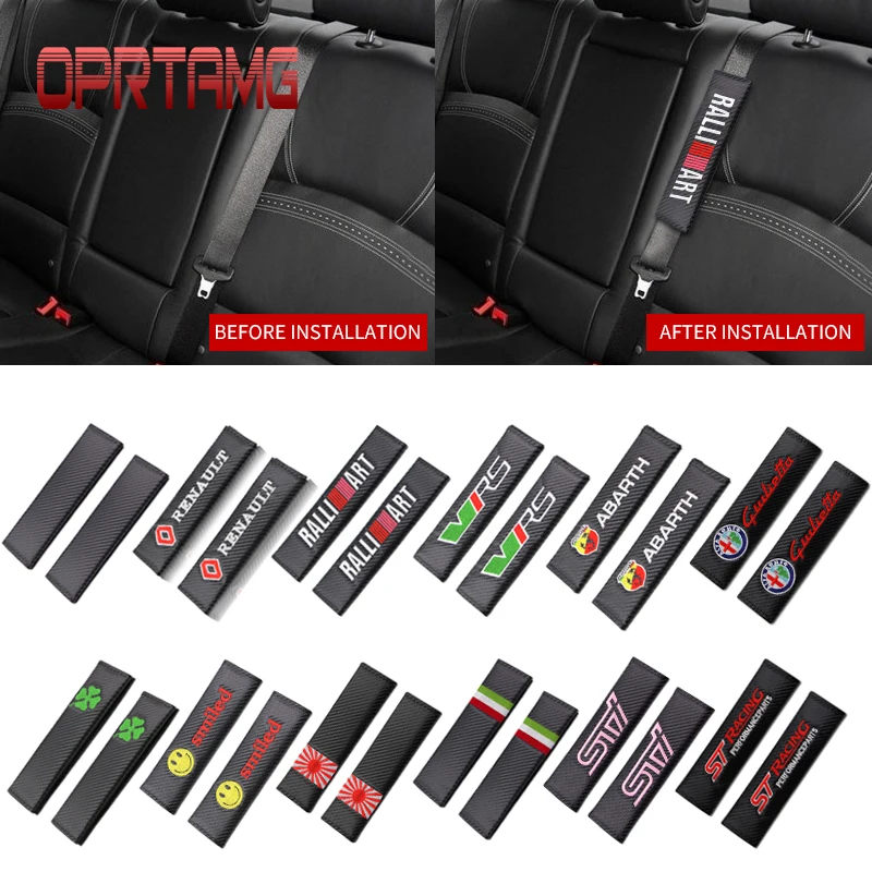 2pcs/set Carbon fiber seat belt cover shoulder pad Car styling for JDM