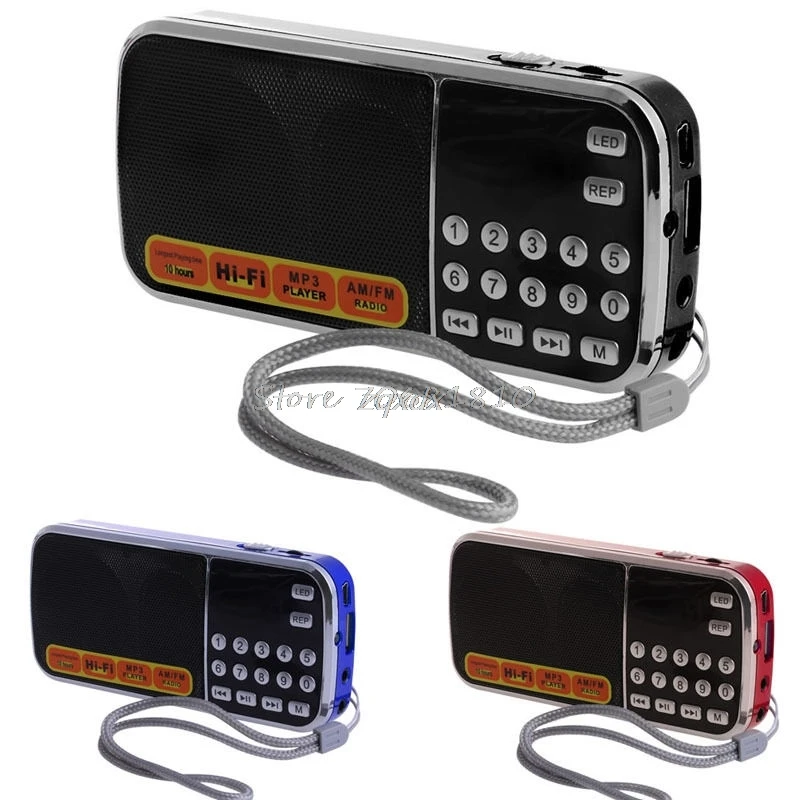 Мини приемник с ЖК дисплеем цифровой FM AM радиоприемник динамик USB Micro SD TF карта mp3
