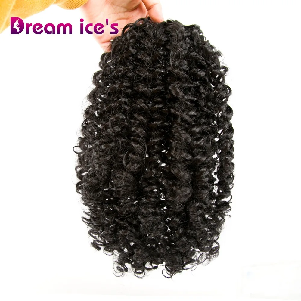  Dream ice's synthetic kinky curly drawstring ponytail extensions afro puff chignon pony tail hair p