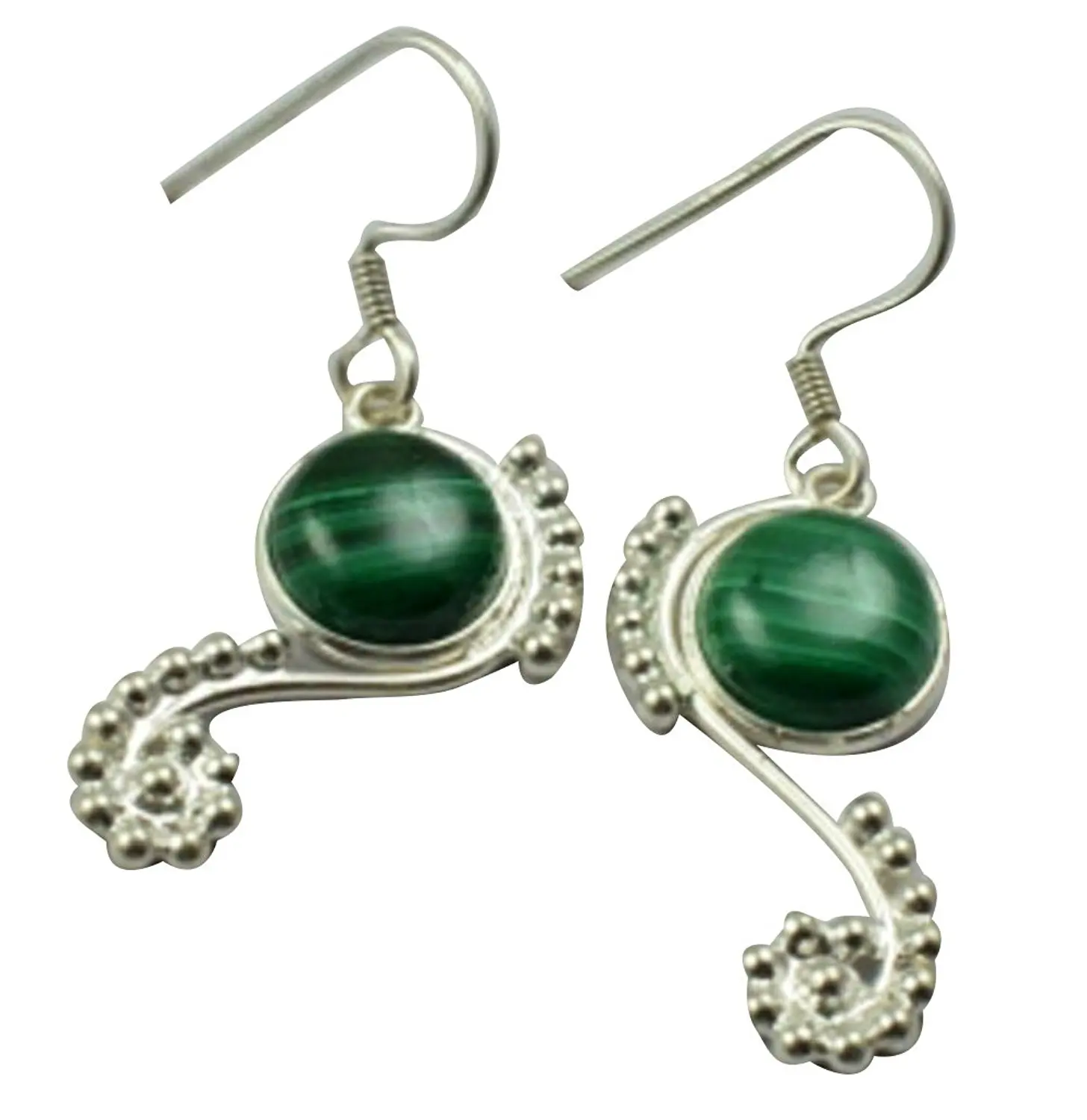 Lovegem Genuine Malachite EARRINGS 925 Sterling Silver, 39.6mm, AE2147