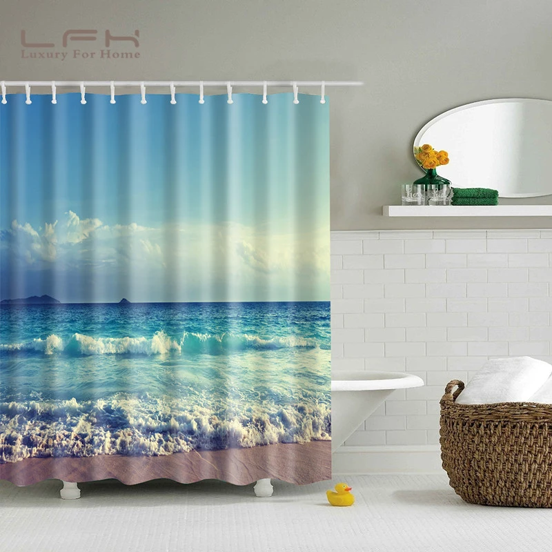LFH Polyester Fabric Shower Curtain Waterproof Home Bathroom Curtains
