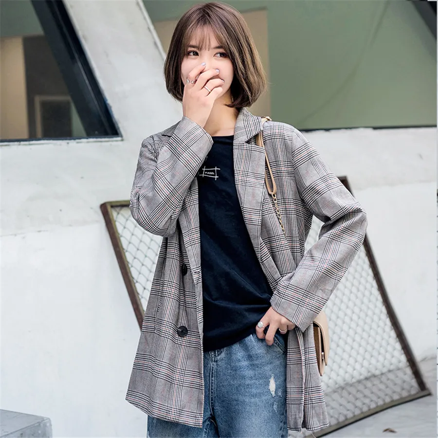 Hodisytian Autumn Fashion Blazer For Women Casual Plaid Suits Elegant Female Chic Jacket Outerwear Long Sleeve Blaser Plus Size Hodisytian Autumn Fashion Blazer For Women Casual Plaid Suits Elegant Female Chic Jacket Outerwear Long Sleeve Blaser Plus Size