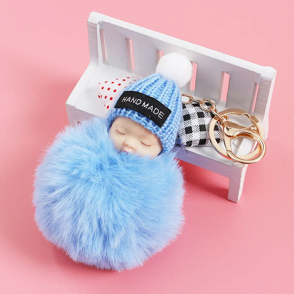 

1PC Cute Key Chain Women Doll Keychain Pompom Faux Rabbit Fur Ball Car Keyring Girls Key Holder Bag Pendant Charm Jewelery