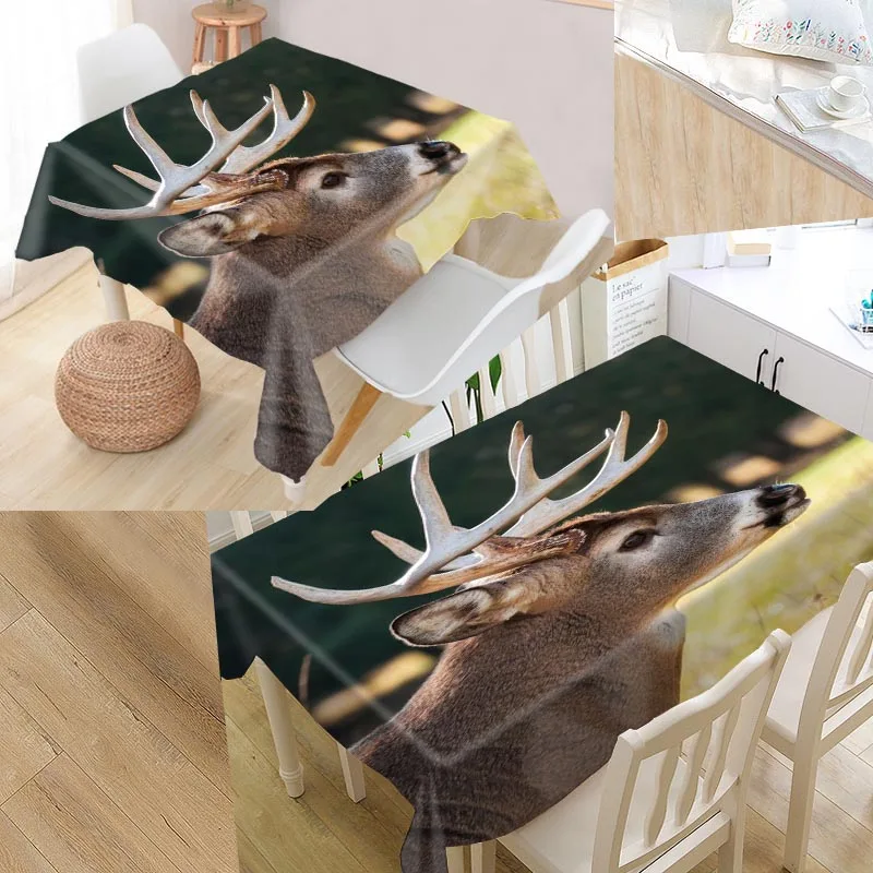 Tablecloth Скатерть с рисунком оленя, водонепроницаемая, маслостойкая, прямоугольная, для дома, свадьбы, Текстиль - Цвет: Tablecloth