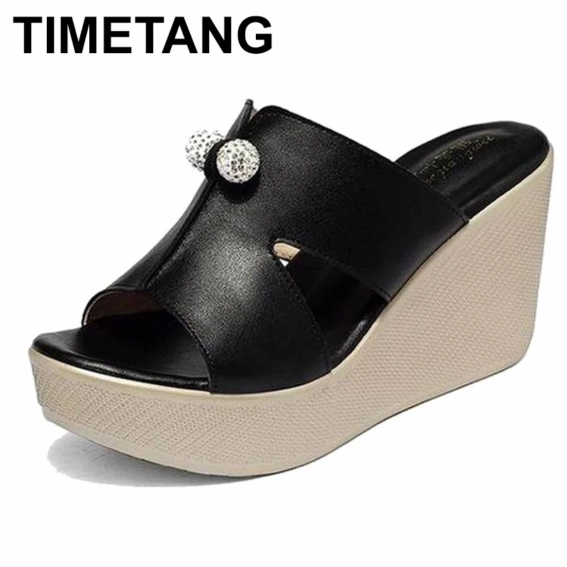 TIMETANG 2021New летние туфли лодочки из натуральной кожи на платформе Босоножки