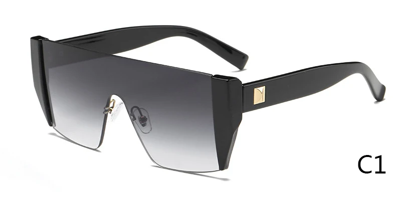 WHO CUTIE футуристические цельные Солнцезащитные очки Мужские брендовые дизайнерские негабаритные Квадратные Солнцезащитные очки без оправы черные оттенки женские OM504 - Цвет линз: C1 black gray