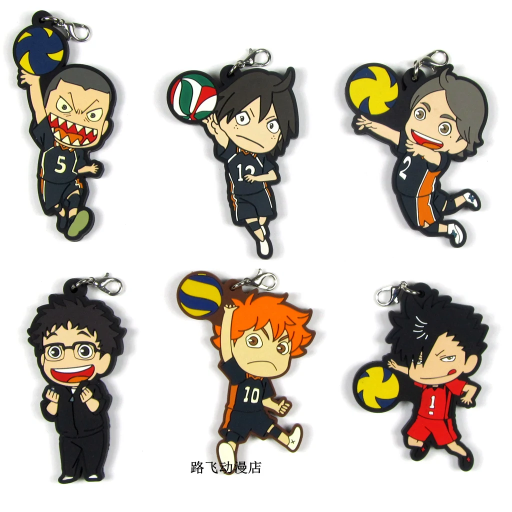 

Haikyuu Hinata Shoyo Tanaka Ryunosuke Takeda Iitetsu Sugawara Koushi Action Figure Anime Model Rubber Keychain Pendant 6cm