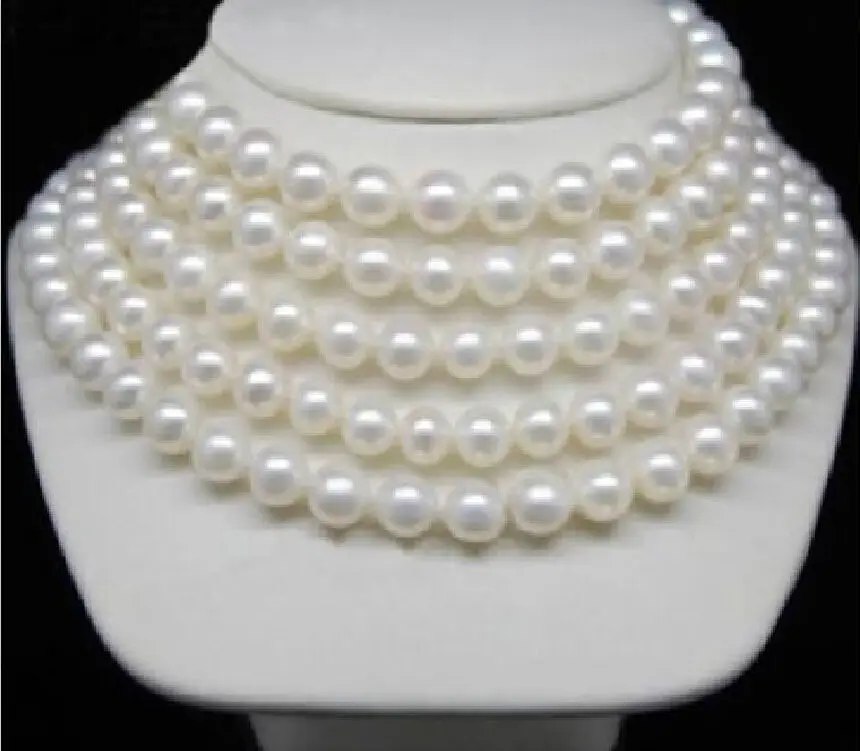 

FREE shipping>>>>BEAUTIFUL 100" 9-10MM AKOYA AAA NATURAL WHITE PEARL NECKLACE 14KGP GOLD CLASP 6.07