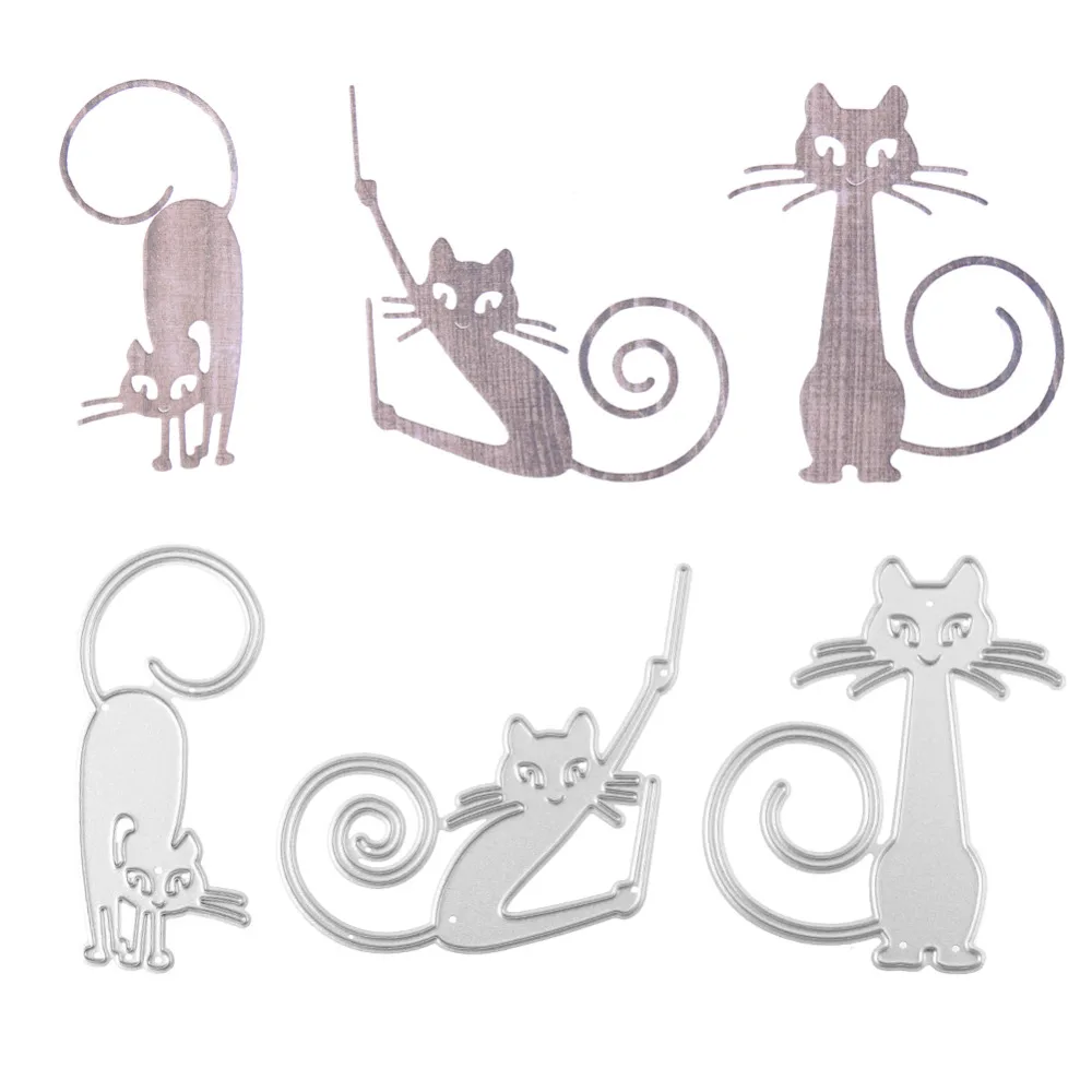 

3pcs/Set Cute Cat Kitten Metal Cutting Dies Stencil for DIY Scrapbooking Photo Album Embossing Paper Cards Decorative Crafts