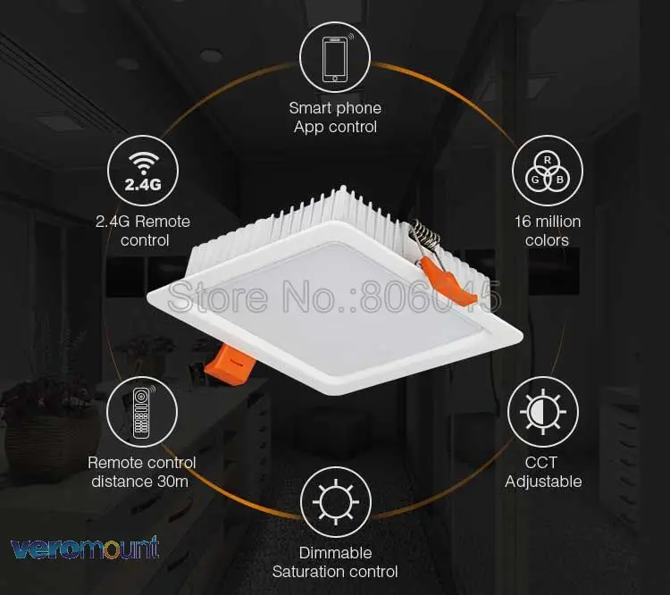 Milight 6W 9W 12W 15W 18W 25W RGB+CCT LED Downlight Ceiling Spotlight AC110V 220V FUT060 061 062 063 064 065 066 068 069