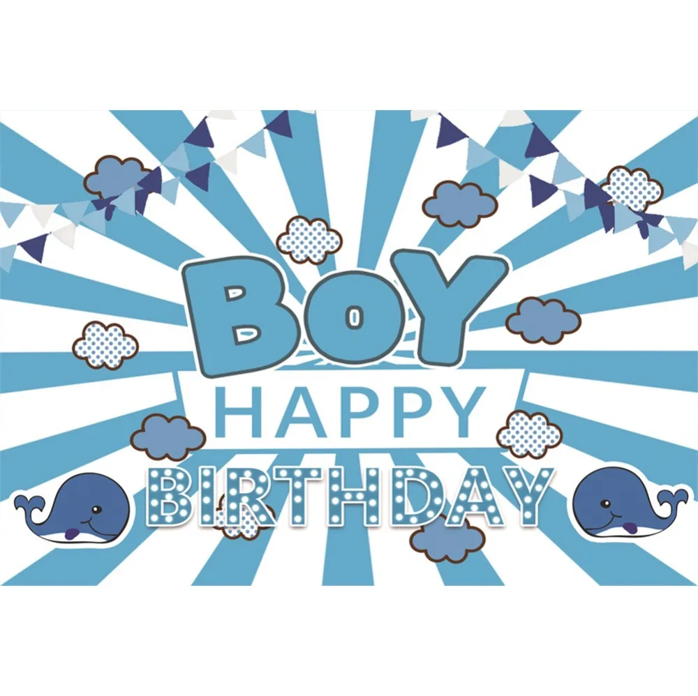 

Laeacco Happy Boy Stripe Birthday Balloons Baby Children Cartoon Scene Photo Backgrounds Photographic Backdrops For Photo Studio