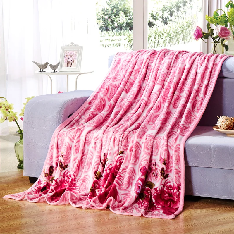 High Quality Rose Coral Fleece Blanket Purple Lily Coffee Tree Printed